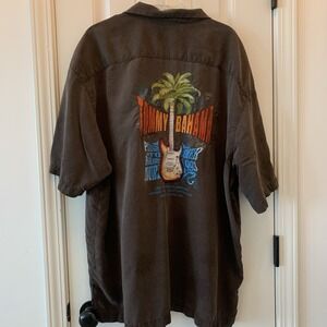 Vtg Tommy Bahama Men's XXL/TTG Silk Embroidered Guitar On Back Camp Shirt